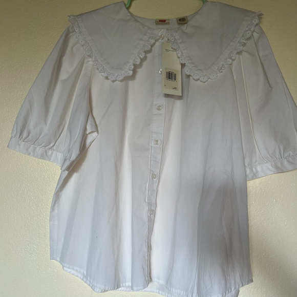 Levi's White Blouse with Lace Trim - Picture 1 of 3